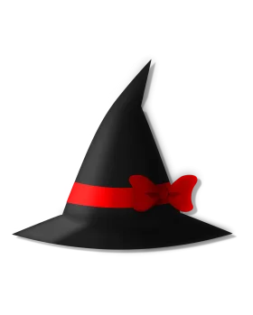 Classic Halloween Witch Hat Clipart with Bold Red Ribbon Accent