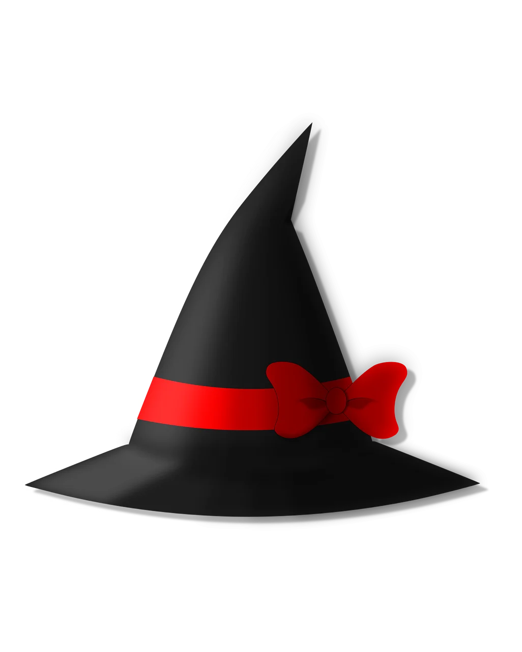 Classic Halloween Witch Hat Clipart with Bold Red Ribbon Accent
