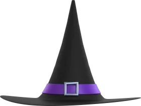 Classic Halloween Witch Hat Clipart with Purple Accent and Silver Buckle