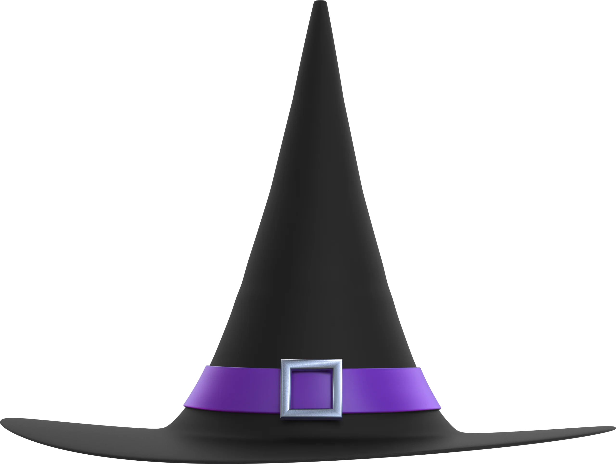 Classic Halloween Witch Hat Clipart with Purple Accent and Silver Buckle