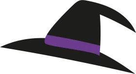 Classic Halloween Witch Hat Silhouette Clipart with Deep Purple Band