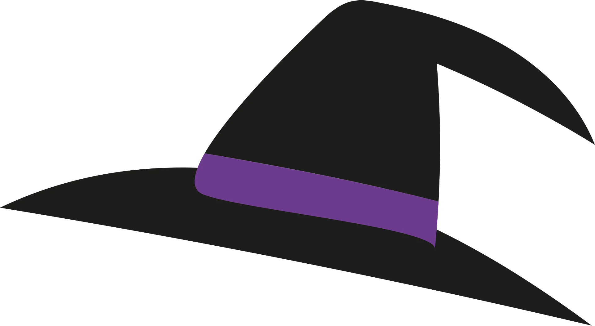Classic Halloween Witch Hat Silhouette Clipart with Deep Purple Band