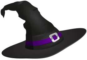 Classic Witch Hat Clipart with Elegant Purple Buckle Accent Design