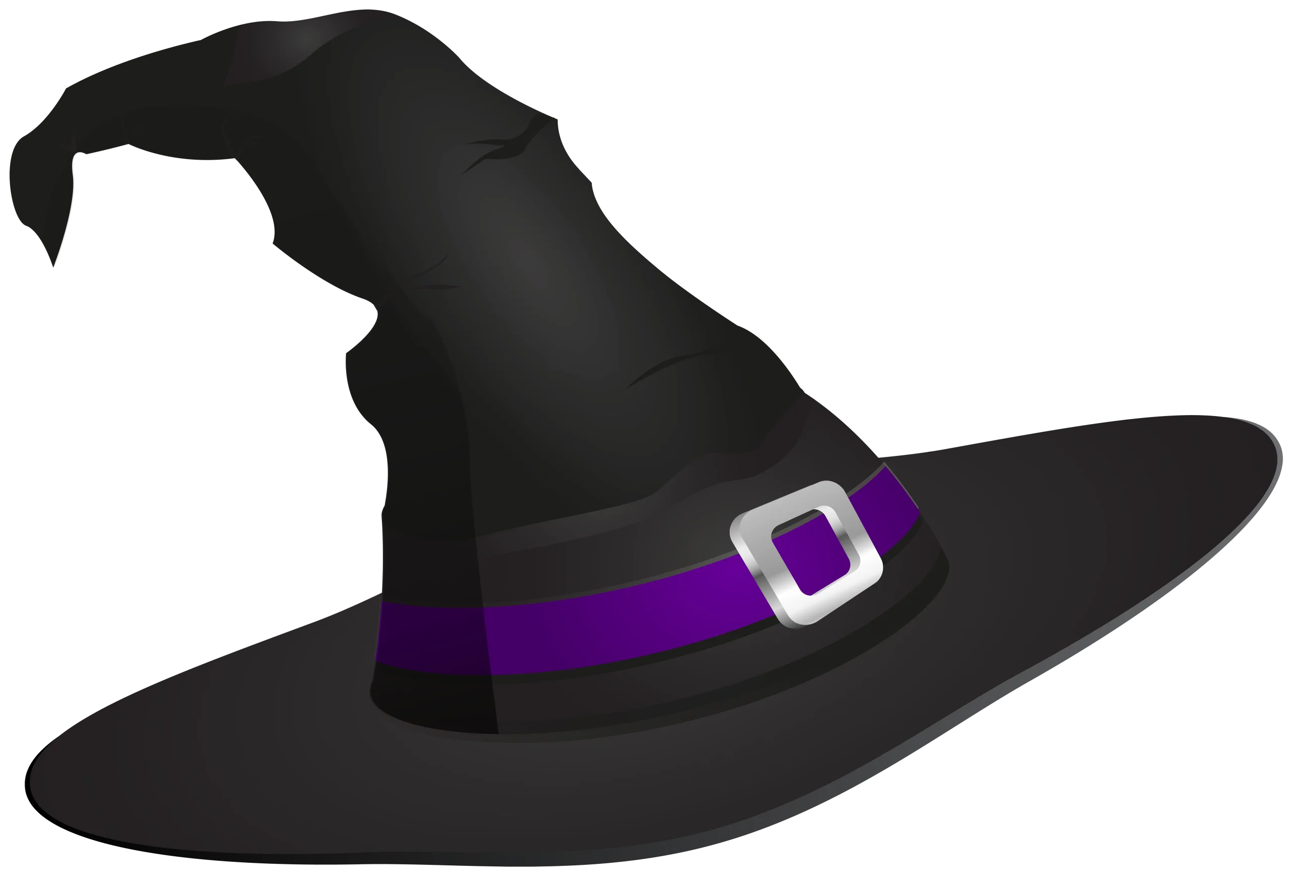 Classic Witch Hat Clipart with Elegant Purple Buckle Accent Design