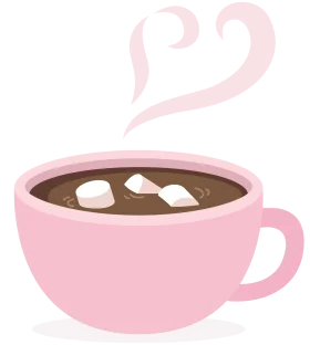 Cozy Pink Mug of Marshmallow-Topped Hot Chocolate Delightful Clipart Illustration