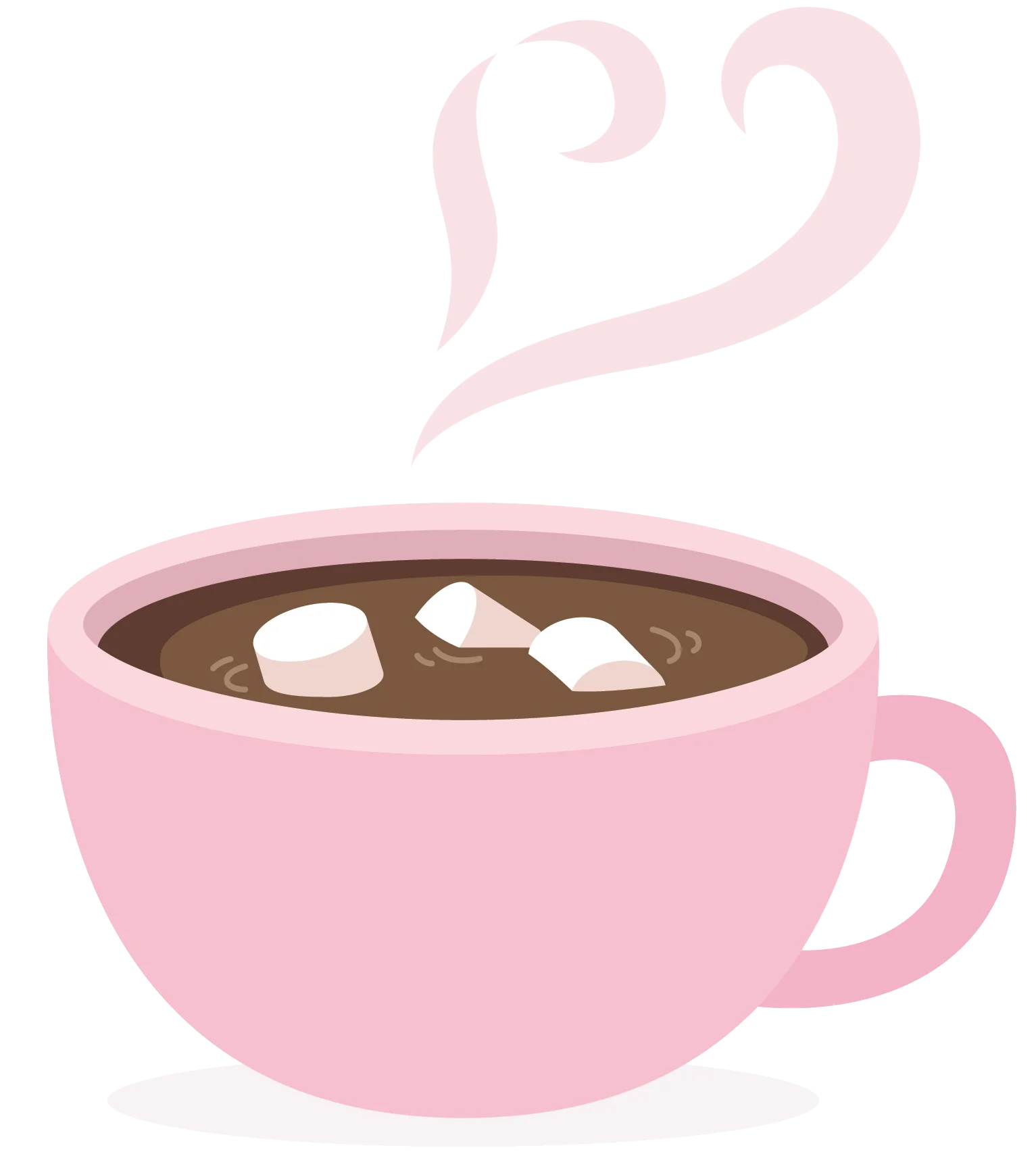 Cozy Pink Mug of Marshmallow-Topped Hot Chocolate Delightful Clipart Illustration