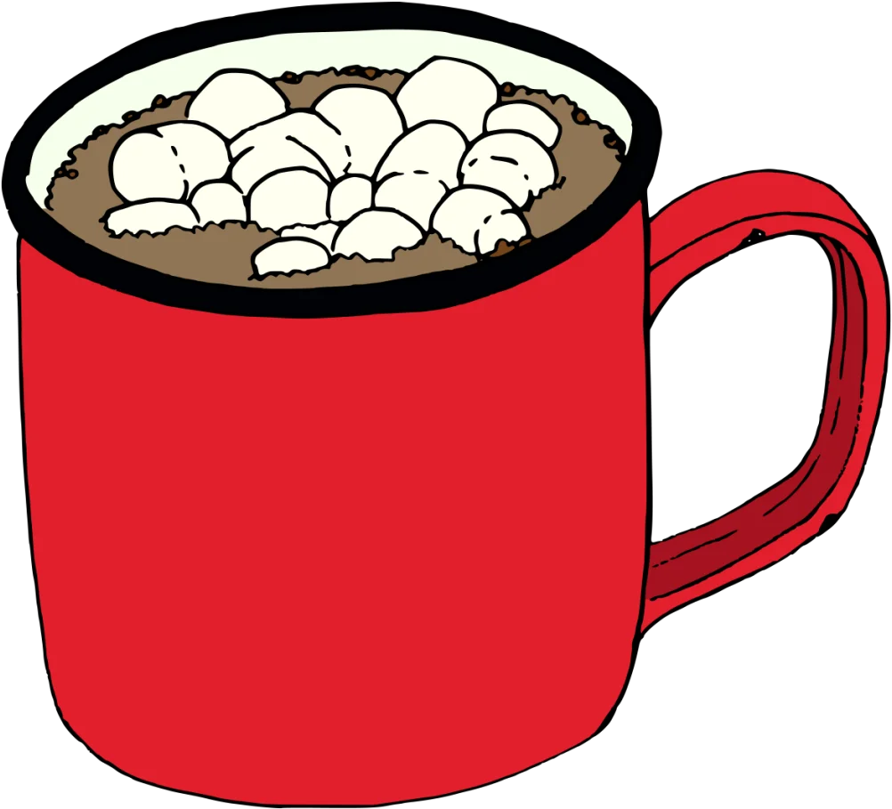 Cozy Red Mug Brimming with Marshmallow-Topped Hot Chocolate Clipart Illustration
