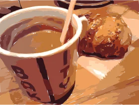 Cozy Winter Beverage and Sweet Pastry Delight Clipart Illustration