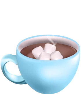 Cozy Winter Delight Clipart: Soft Blue Mug Filled with Marshmallow Hot Chocolate