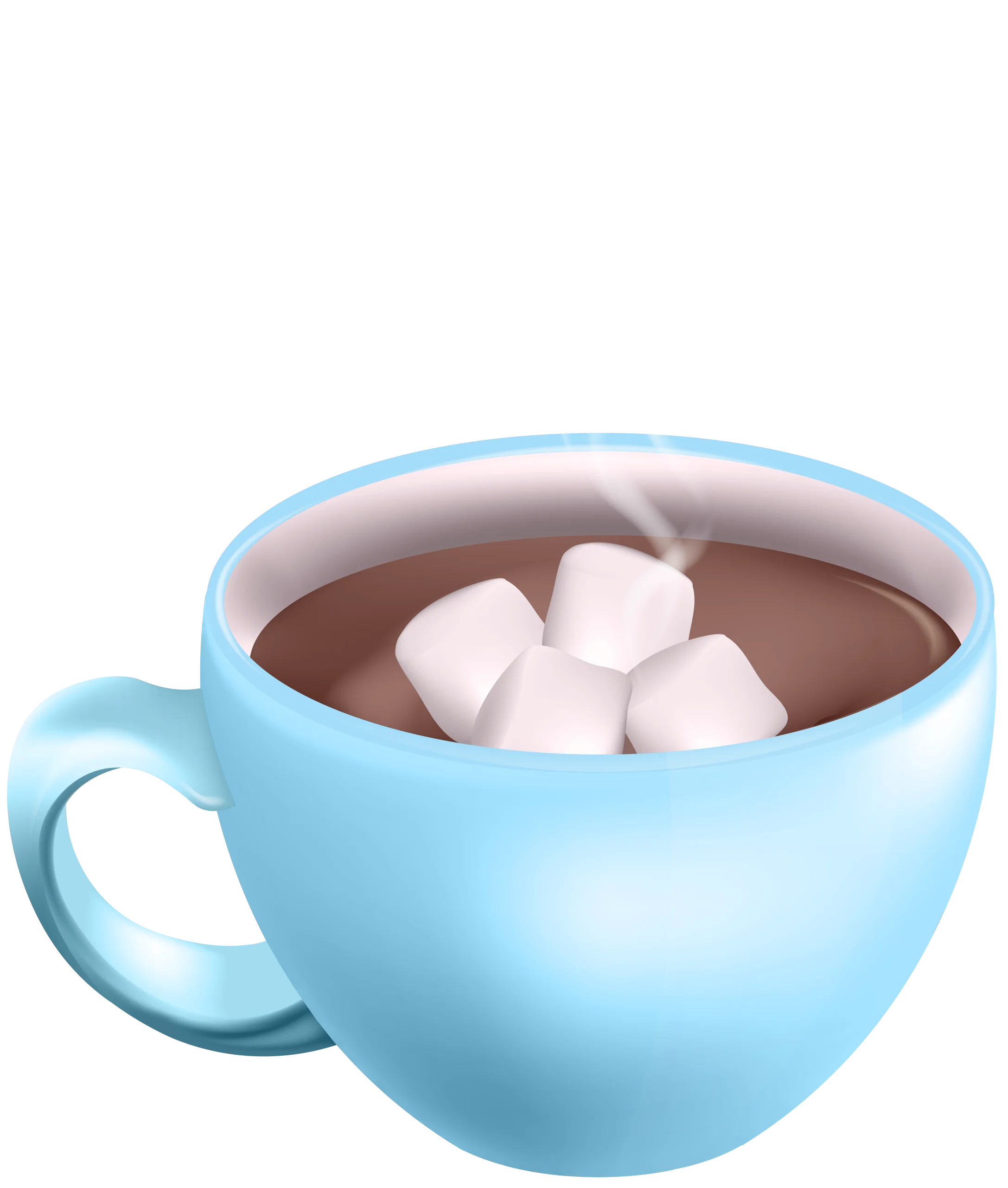Cozy Winter Delight Clipart: Soft Blue Mug Filled with Marshmallow Hot Chocolate