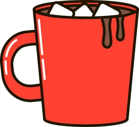 Cozy Winter Hot Chocolate Clipart with Marshmallow Delight in Bright Red Mug