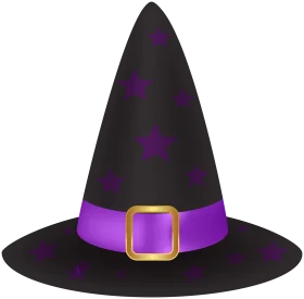 Enchanting Black and Purple Witch Hat Clipart with Starry Pattern