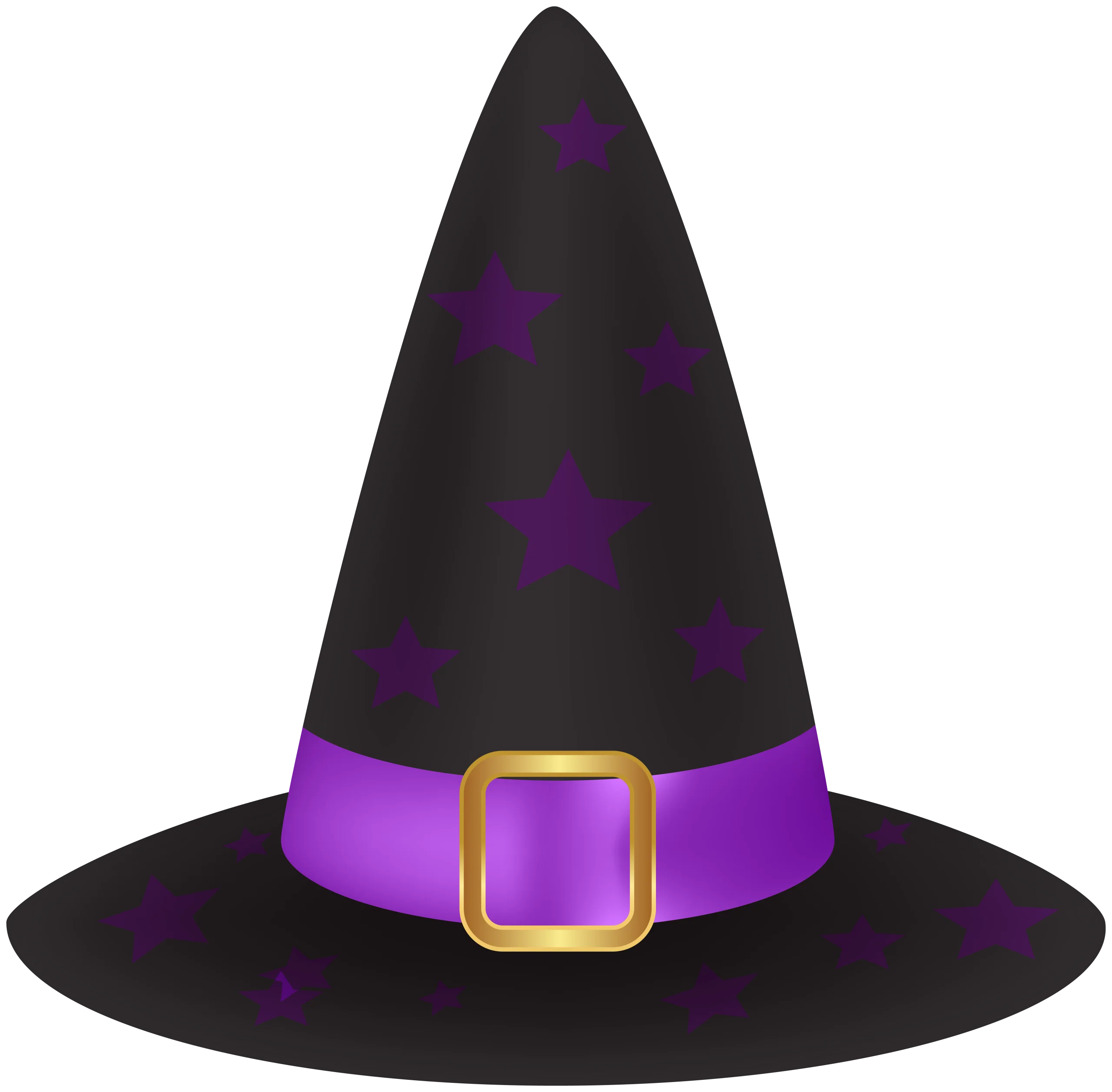Enchanting Black and Purple Witch Hat Clipart with Starry Pattern
