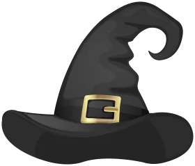 Enchanting Black Witch Hat Clipart with Golden Buckle - Halloween Magic Design