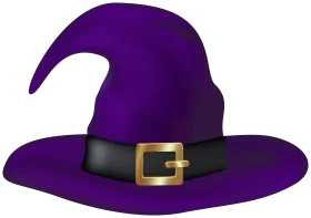 Enchanting Deep Purple Witch Hat Clipart with Golden Buckle Accent