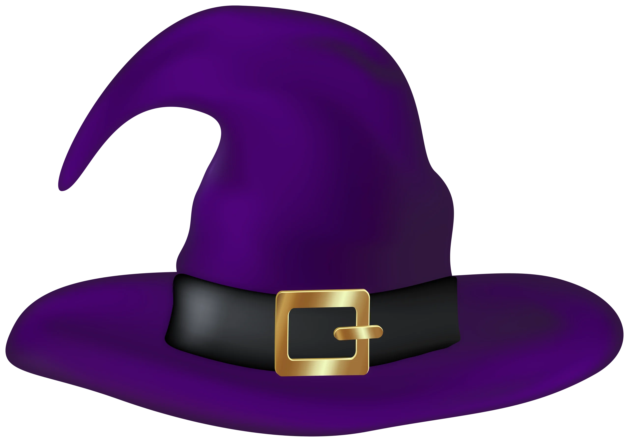 Enchanting Deep Purple Witch Hat Clipart with Golden Buckle Accent