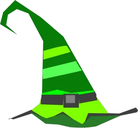 Enchanting Green Gradient Witch Hat Clipart with Pointy Curved Peak