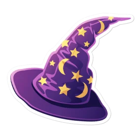 Enchanting Purple Wizard Witch Hat Magical Clipart with Celestial Stars and Moons