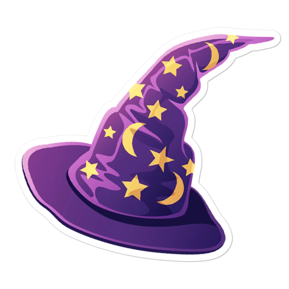 Enchanting Purple Wizard Witch Hat Magical Clipart with Celestial Stars and Moons