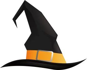 Halloween Pointy Witch Hat Clipart with Bold Orange and Yellow Belt