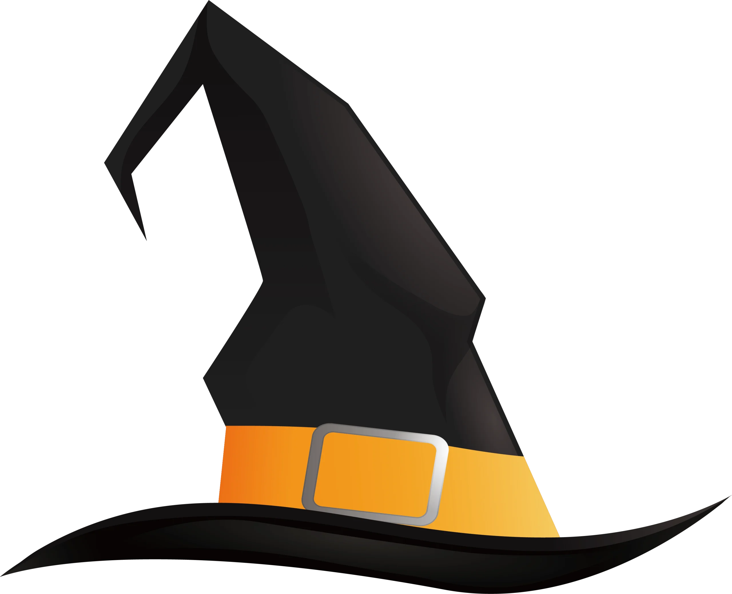 Halloween Pointy Witch Hat Clipart with Bold Orange and Yellow Belt