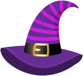 Magical Purple Striped Witch Hat Clipart with Golden Buckle Accent