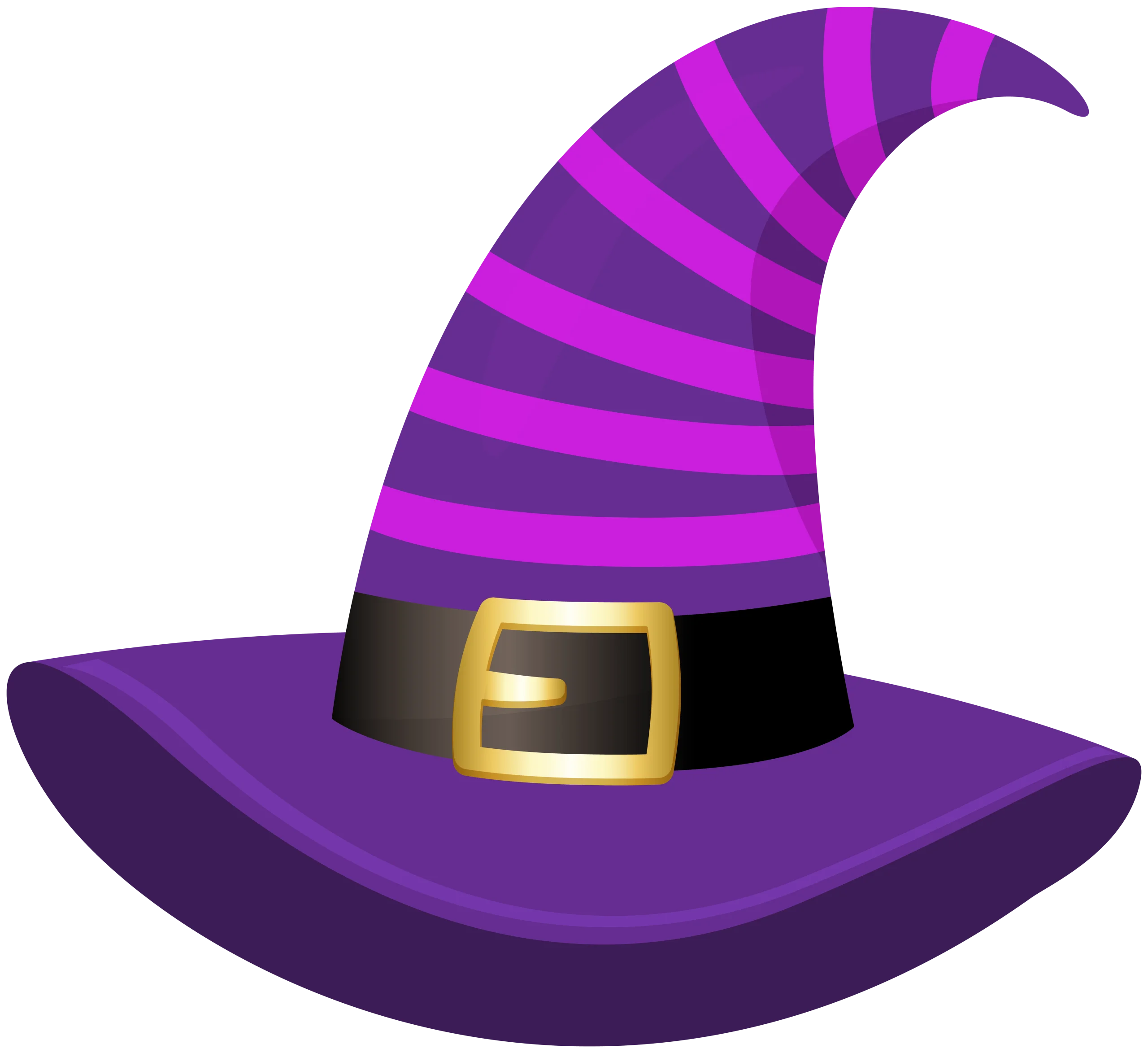 Magical Purple Striped Witch Hat Clipart with Golden Buckle Accent