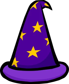 Magical Purple Wizard's Hat Clipart with Golden Celestial Stars