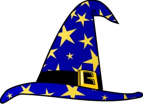 Magical Wizard's Enchanted Starry Night Classic Halloween Witch Hat Clipart Design