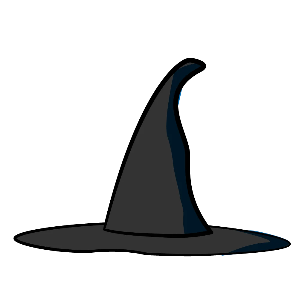 Mysterious Dark Gray Pointed Witch Hat Clipart - Spellbinding Halloween Design