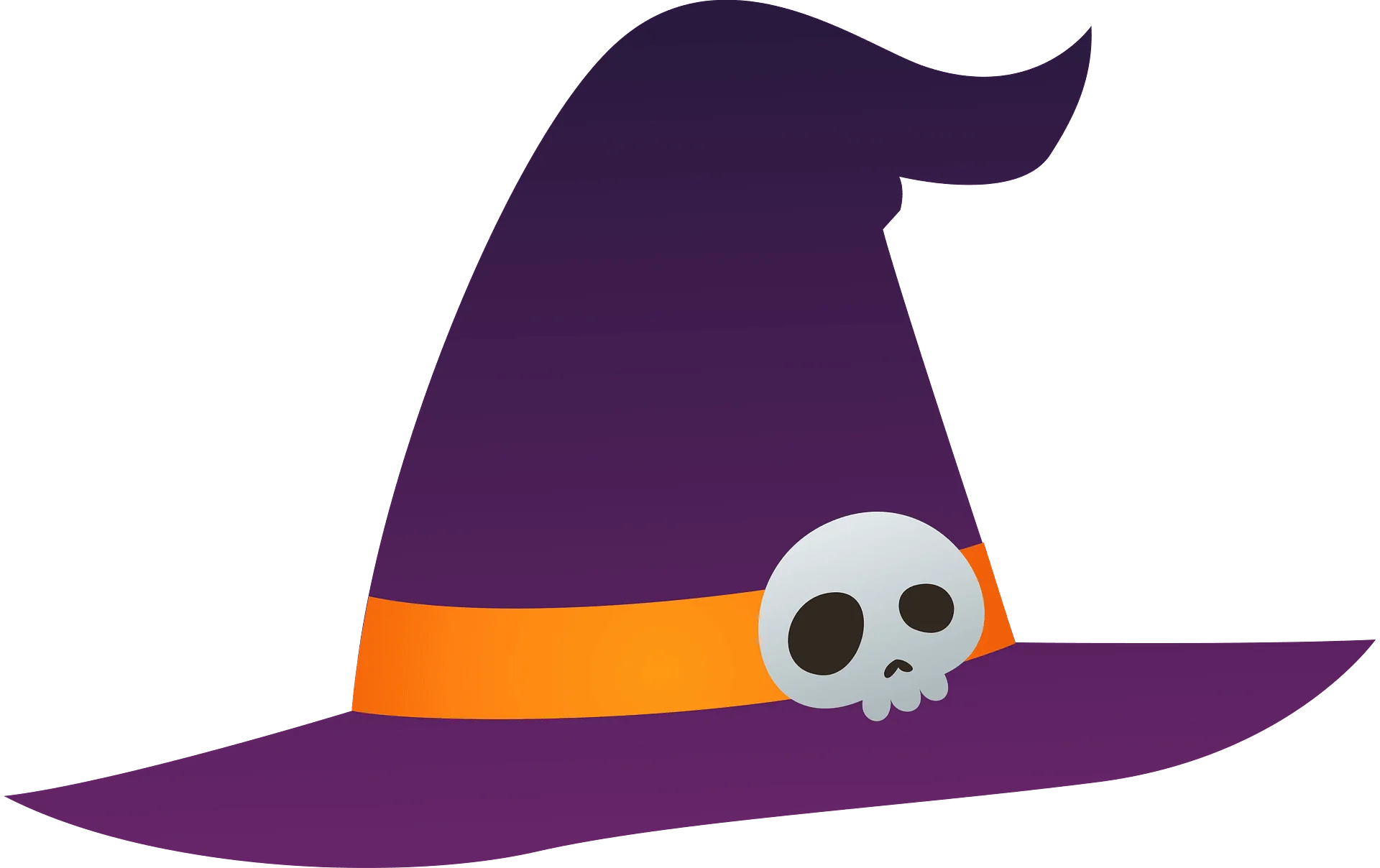 Mystical Halloween Witch Hat Clipart with Playful Skull Accent Design