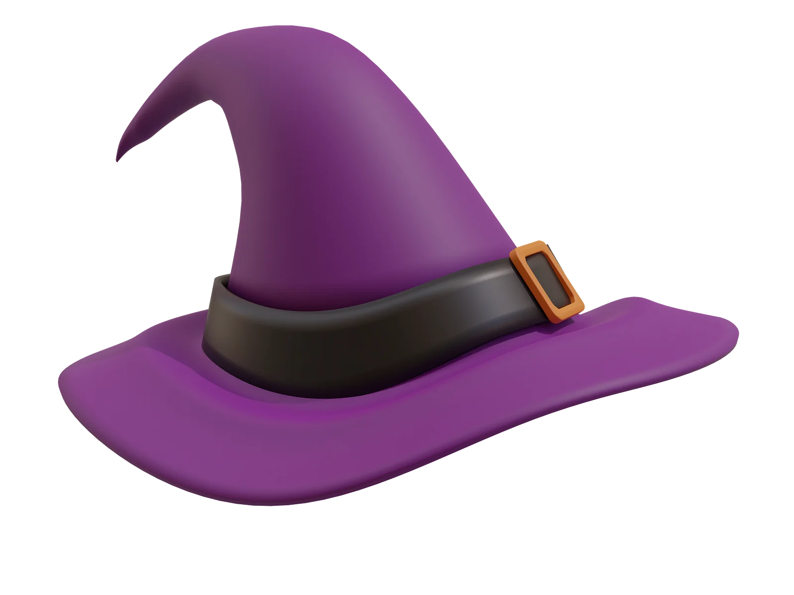 Mystical Purple Witch Hat Clipart with Elegant Buckle and Pointed Design