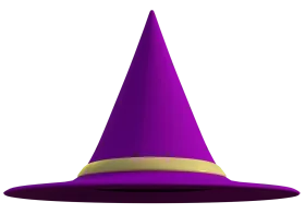 Mystical Purple Wizard Witch Hat Clipart with Golden Accent Band
