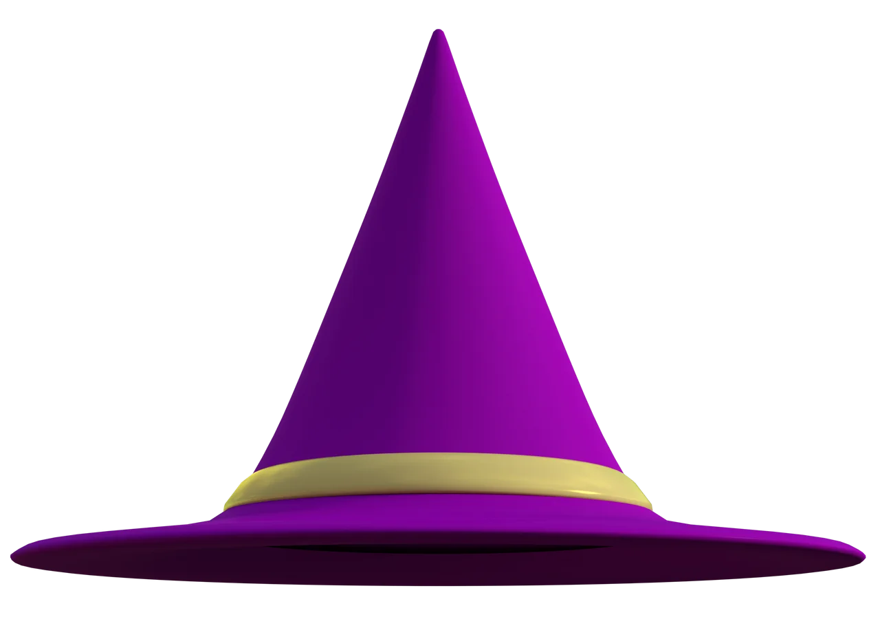 Mystical Purple Wizard Witch Hat Clipart with Golden Accent Band