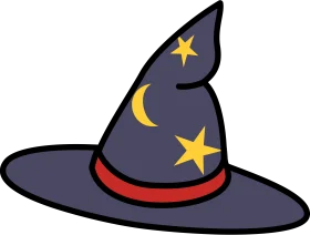 Mystical Wizard's Pointy Enchanted Dark Blue Witch Hat Cartoon Clipart Design