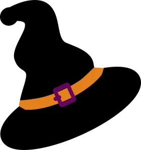 Spooky Halloween Witch Hat Silhouette Clipart Design with Festive Belt