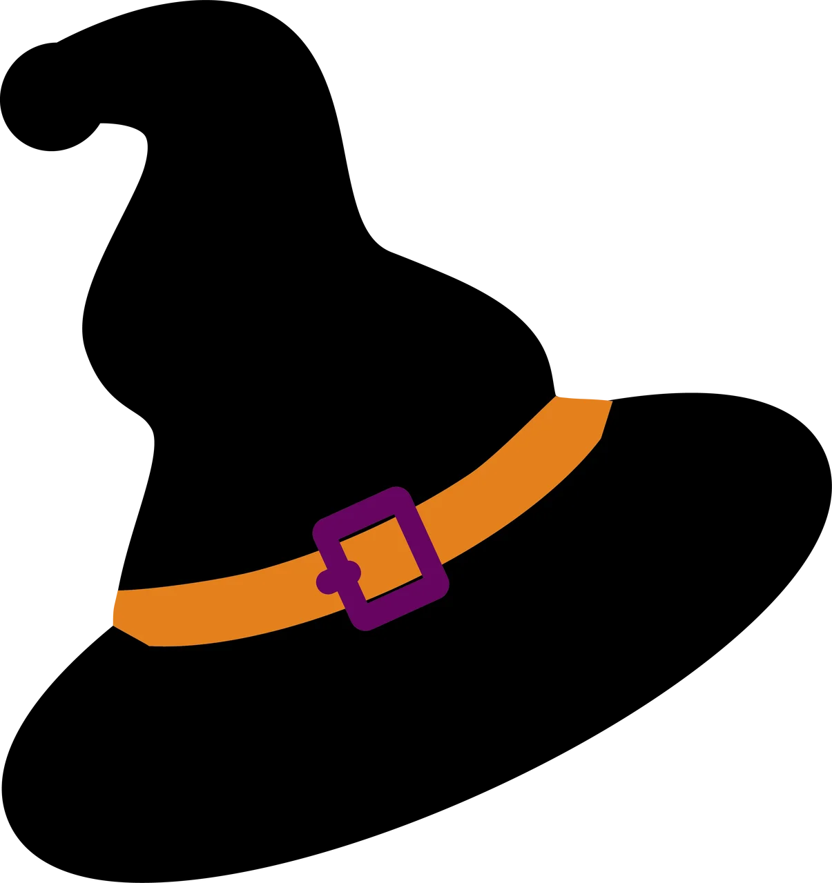 Spooky Halloween Witch Hat Silhouette Clipart Design with Festive Belt