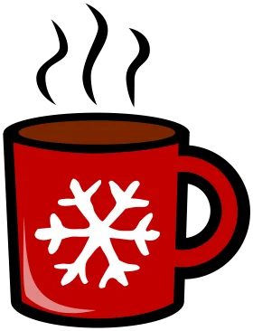 Steaming Hot Chocolate Clipart with Snowflake Symbol on Festive Red Mug