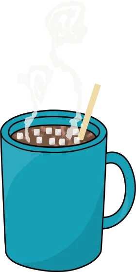 Steamy Teal Mug of Marshmallow-Filled Hot Chocolate Clipart Illustration
