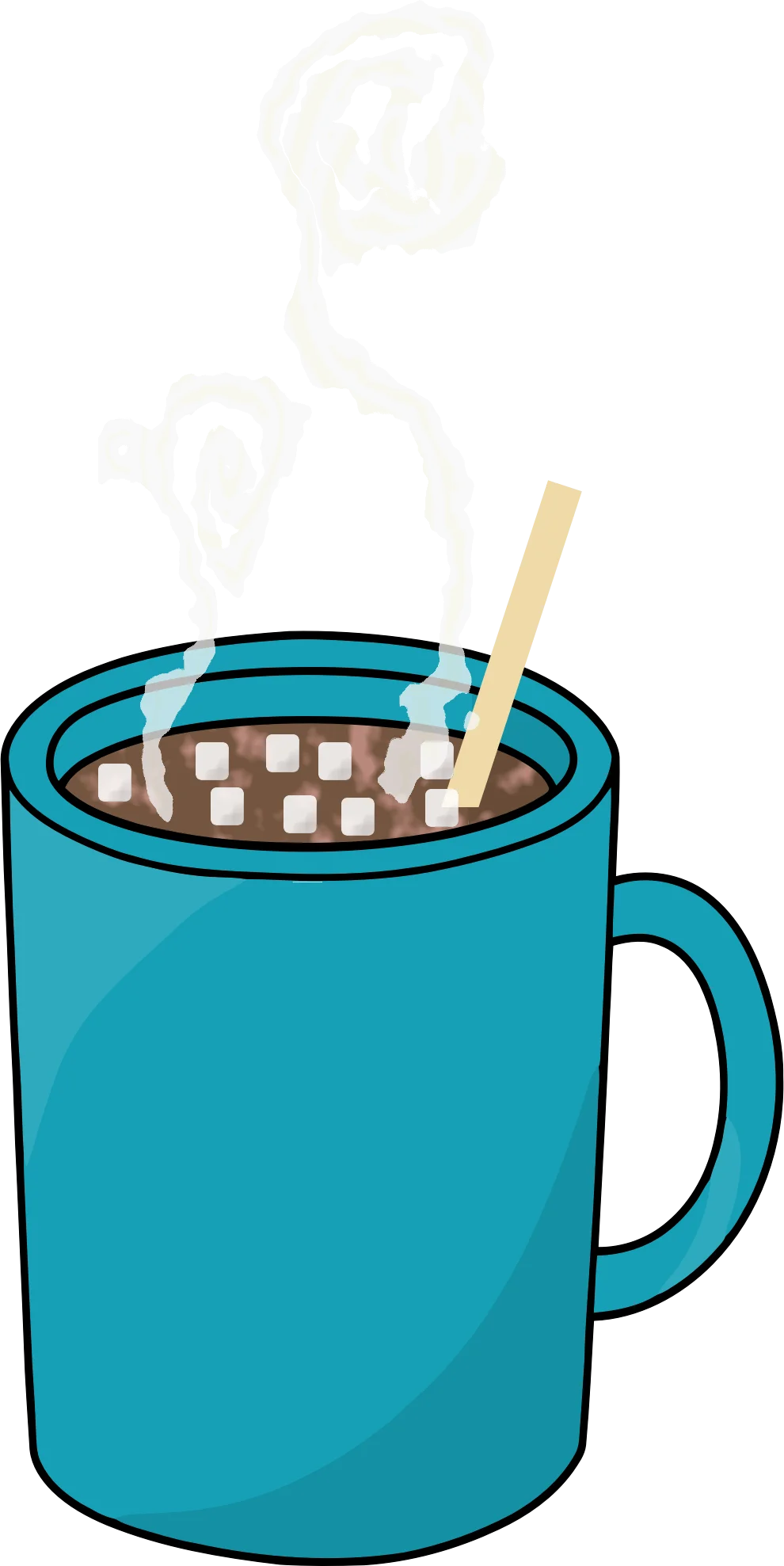 Steamy Teal Mug of Marshmallow-Filled Hot Chocolate Clipart Illustration