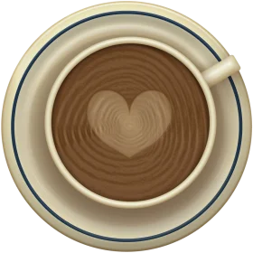Warm Cozy Heart-Shaped Latte Art Clipart with Creamy Coffee Swirls