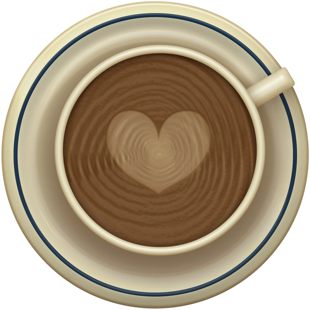 Warm Cozy Heart-Shaped Latte Art Clipart with Creamy Coffee Swirls