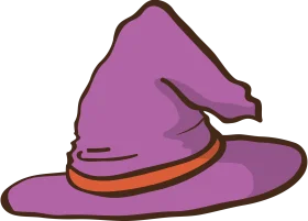 Whimsical Purple Witch Hat Clipart with Playful Curved Silhouette
