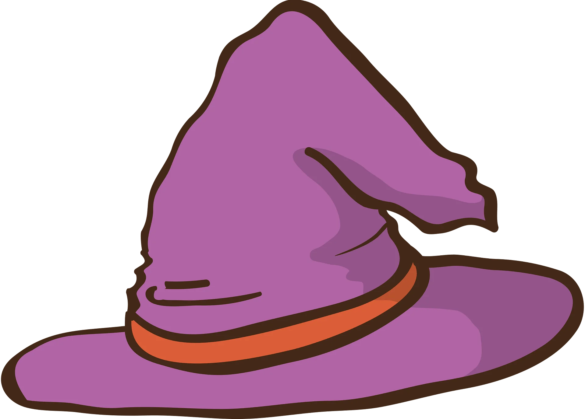 Whimsical Purple Witch Hat Clipart with Playful Curved Silhouette