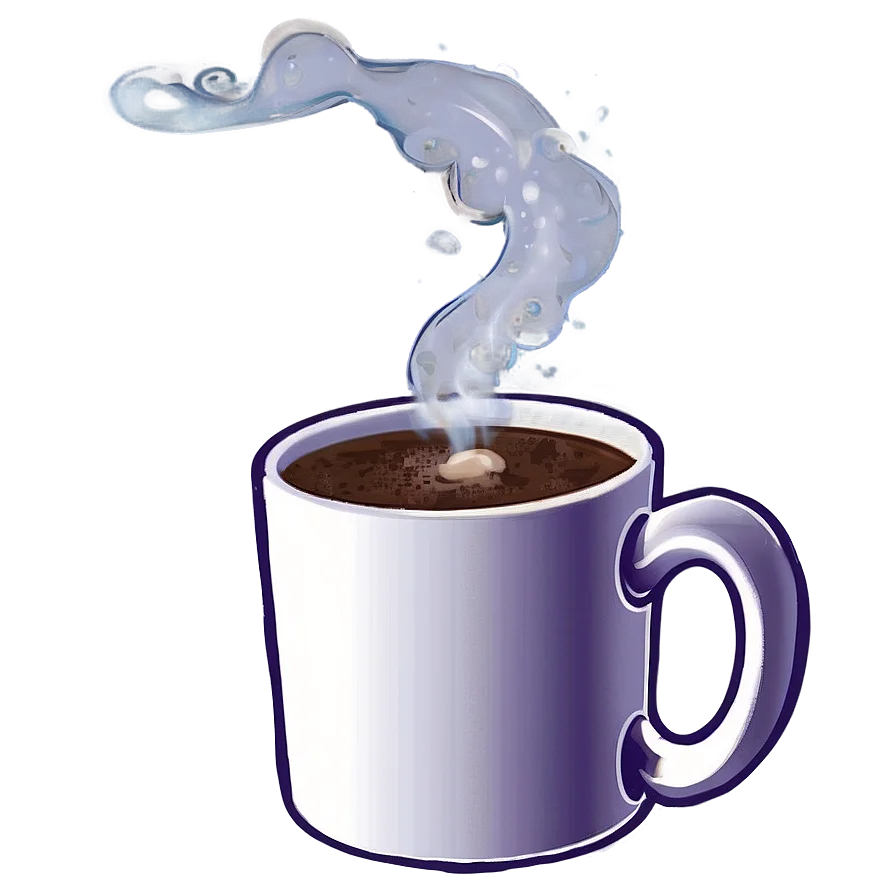 Whimsical Steaming Hot Chocolate Clipart with Elegant Curling Vapor Trails