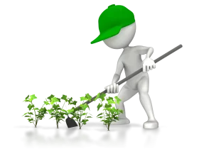 Agricultural Gardener Clipart Illustration with Green-Capped Character and Plants