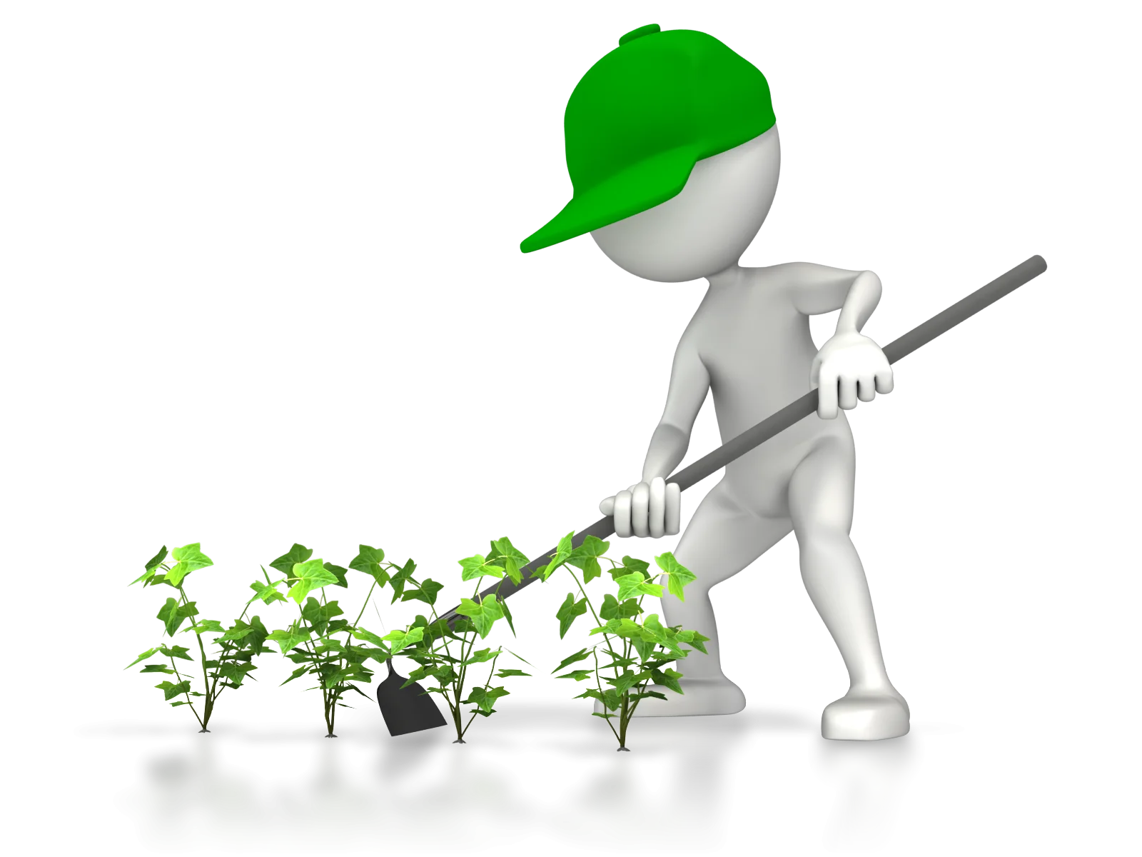 Agricultural Gardener Clipart Illustration with Green-Capped Character and Plants