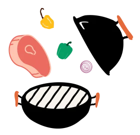 BBQ Grill Essentials Clipart: Sizzling Ingredients and Cooking Gear Illustration