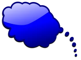 Blue Glossy Thought Bubble Clipart with Gradient Shading and Trailing Dots