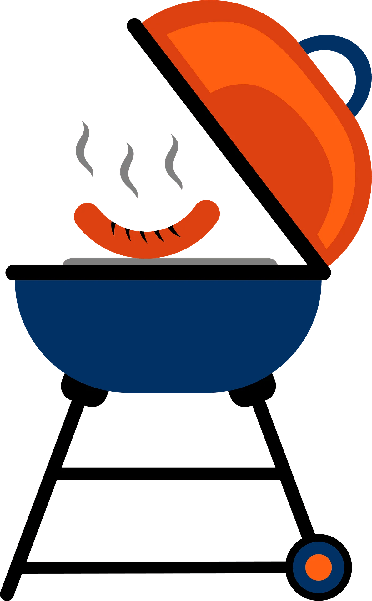 Charcoal Grill Clipart Illustration with Sizzling Hot Dog on Barbecue